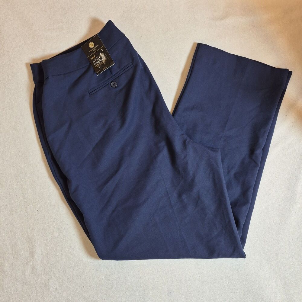 JM Collection Women’s Dress Pants Size 16W Intrepid Blue Curvy Fit Straight Leg
